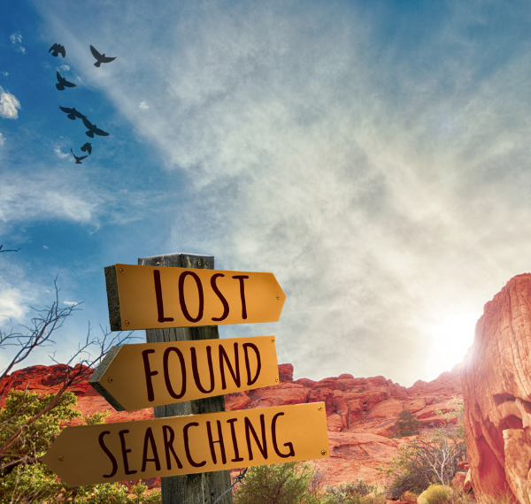 Lost and found sign, SEO metaphor